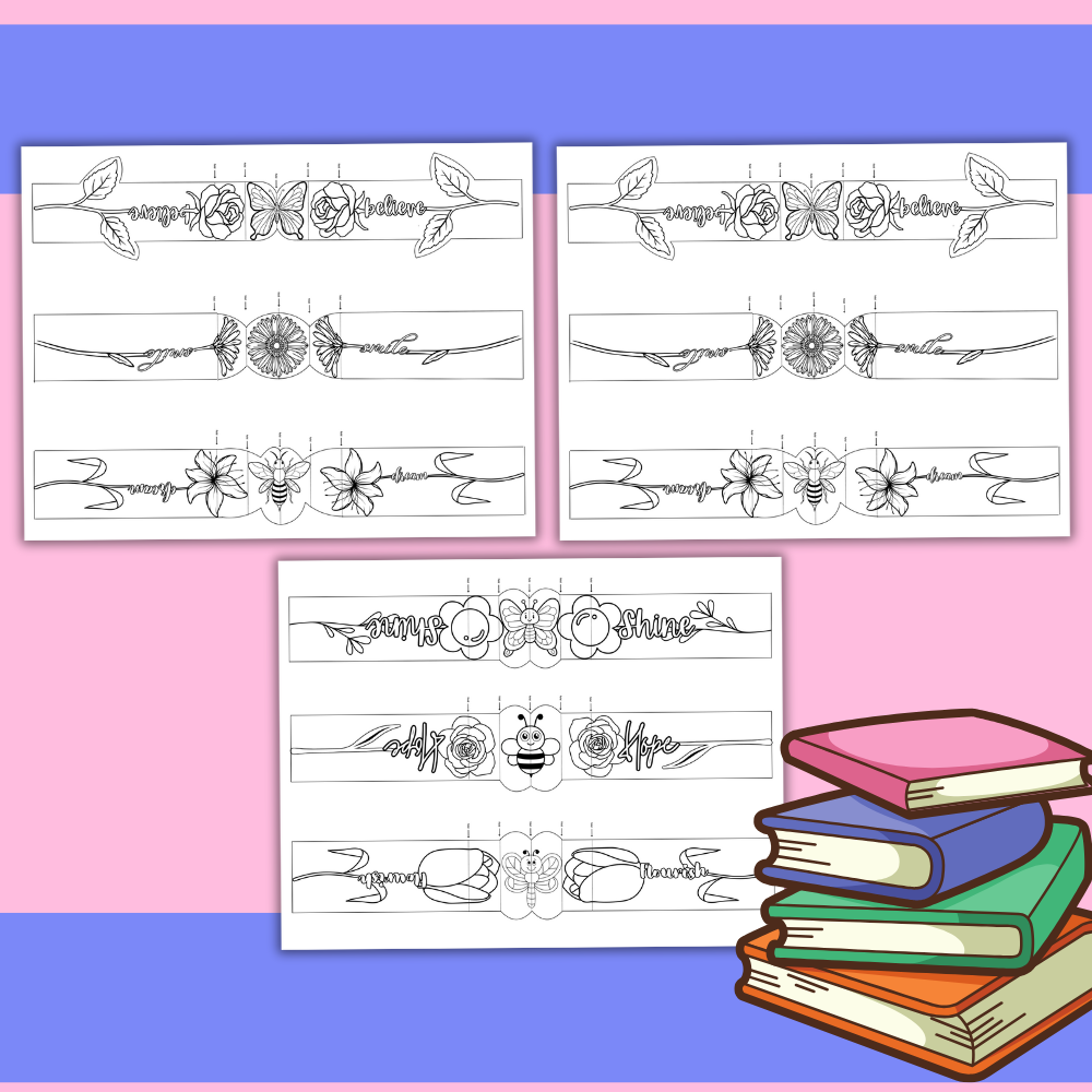 3D Bookmarks Printable for Kids — 9 Designs to Color & Fold