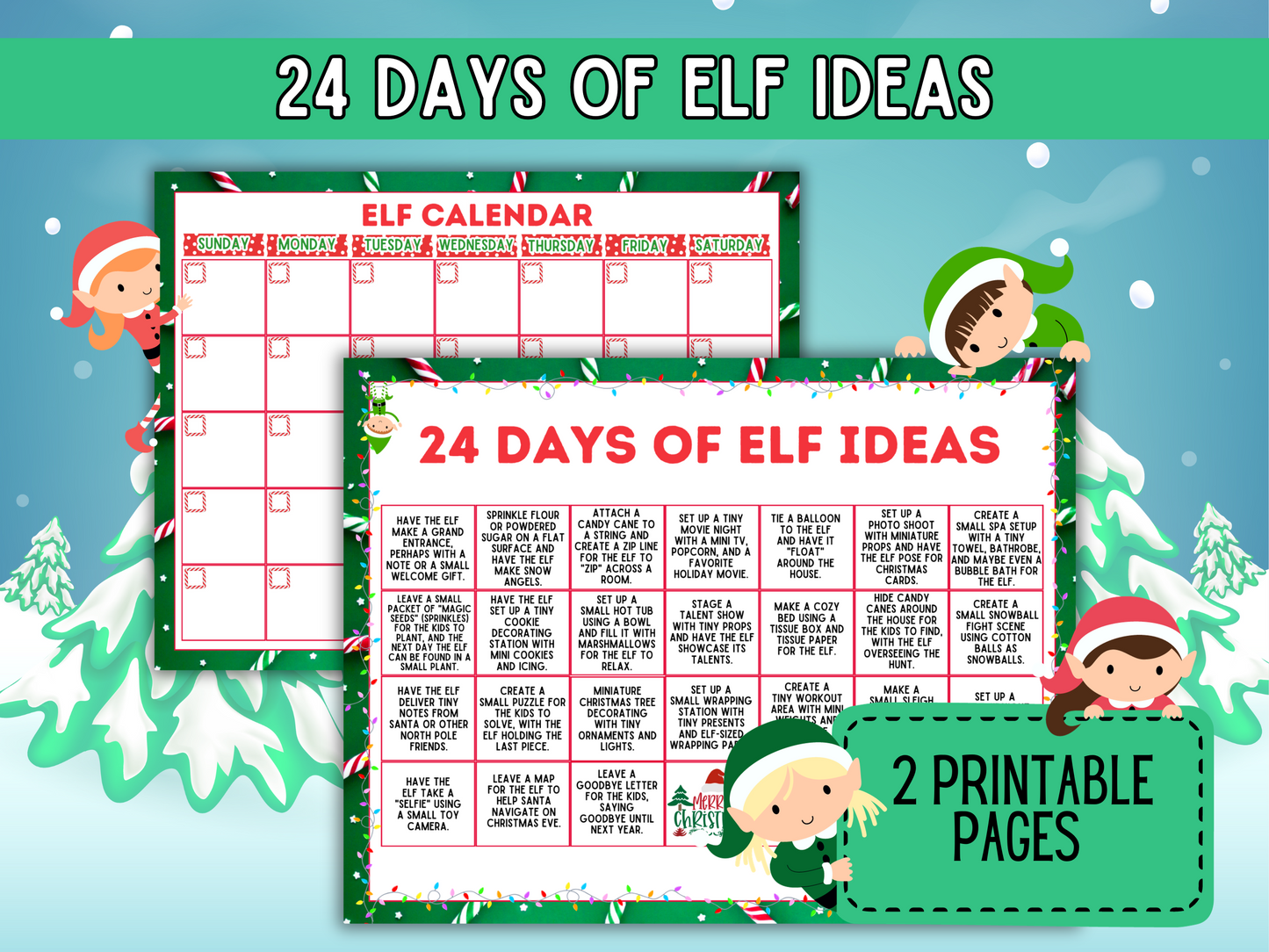 24 Days of Elf Ideas — Printable Elf on the Shelf Activity Pack