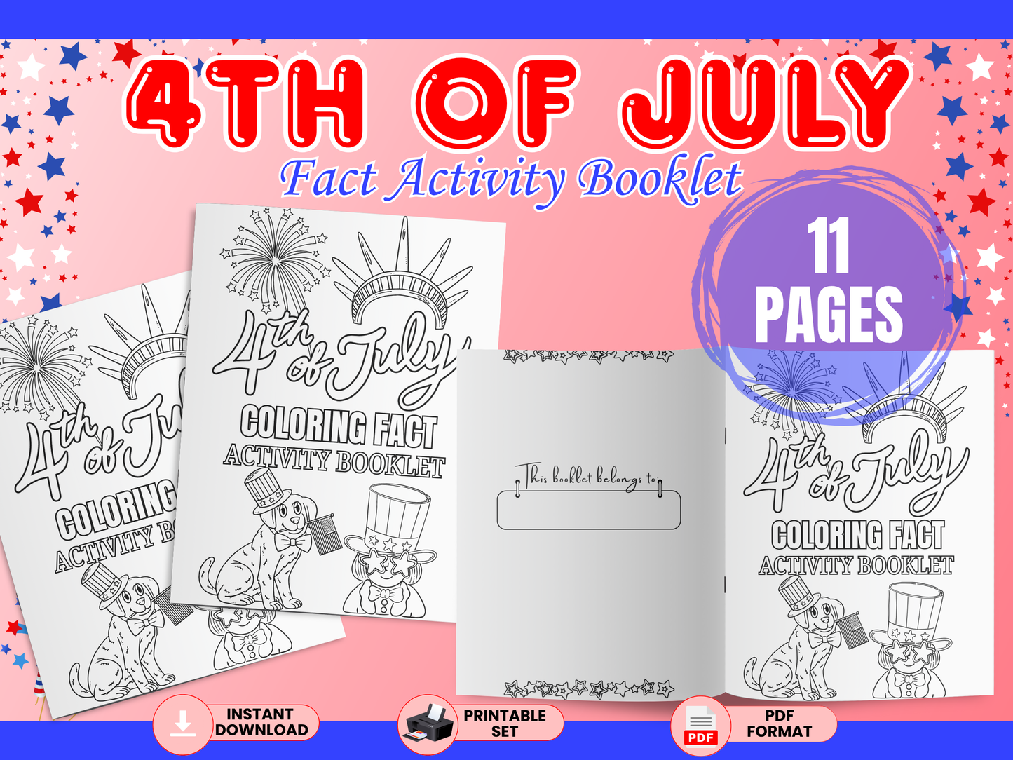 4th of July Fact Activity Booklet — Printable Kids Activities