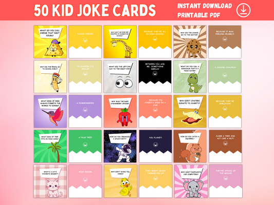 50 Kid Joke Cards — Printable Lunchbox Jokes & Riddles