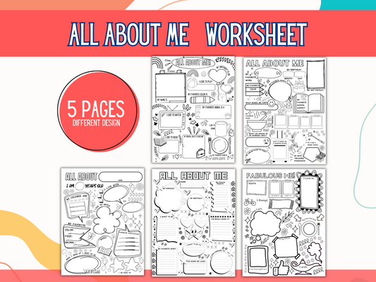 All About Me Worksheets — Printable Back-to-School Activity
