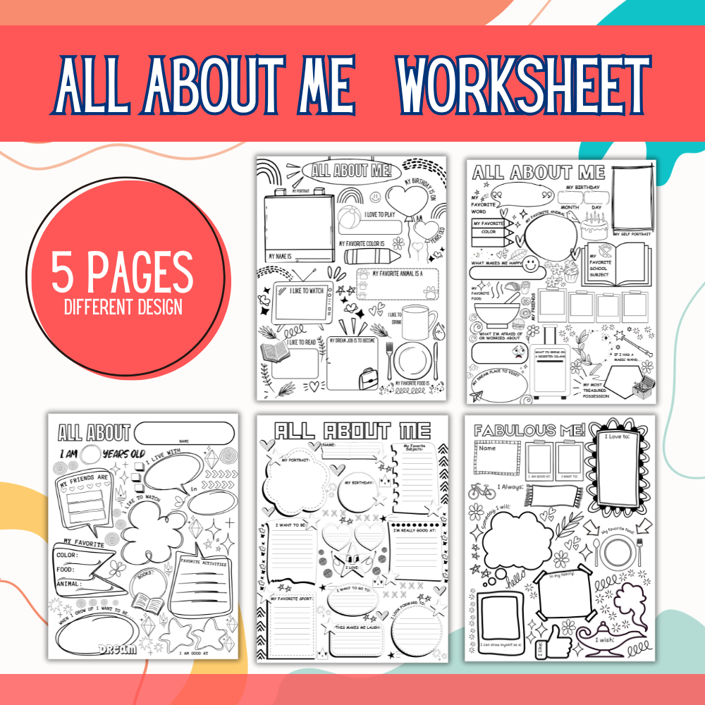 All About Me Worksheets — Printable Back-to-School Activity