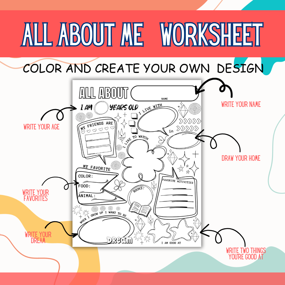 All About Me Worksheets — Printable Back-to-School Activity