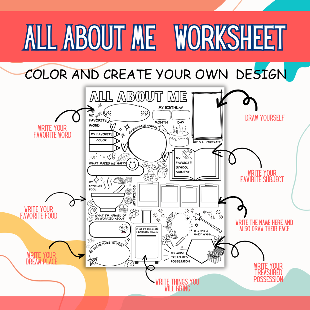 All About Me Worksheets — Printable Back-to-School Activity