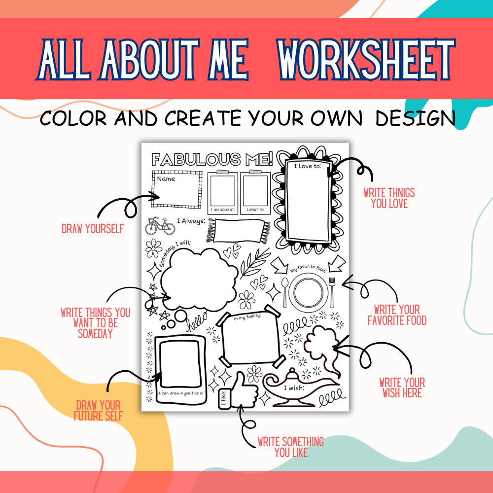 All About Me Worksheets — Printable Back-to-School Activity