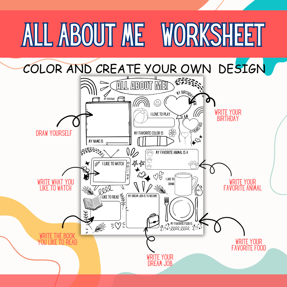 All About Me Worksheets — Printable Back-to-School Activity