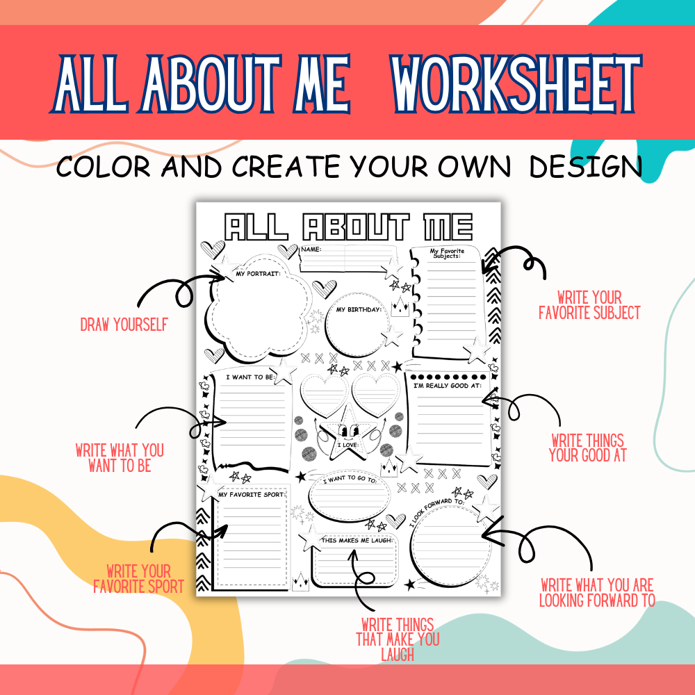All About Me Worksheets — Printable Back-to-School Activity
