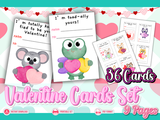 Animal Valentine Cards — Printable Class Valentines for Kids