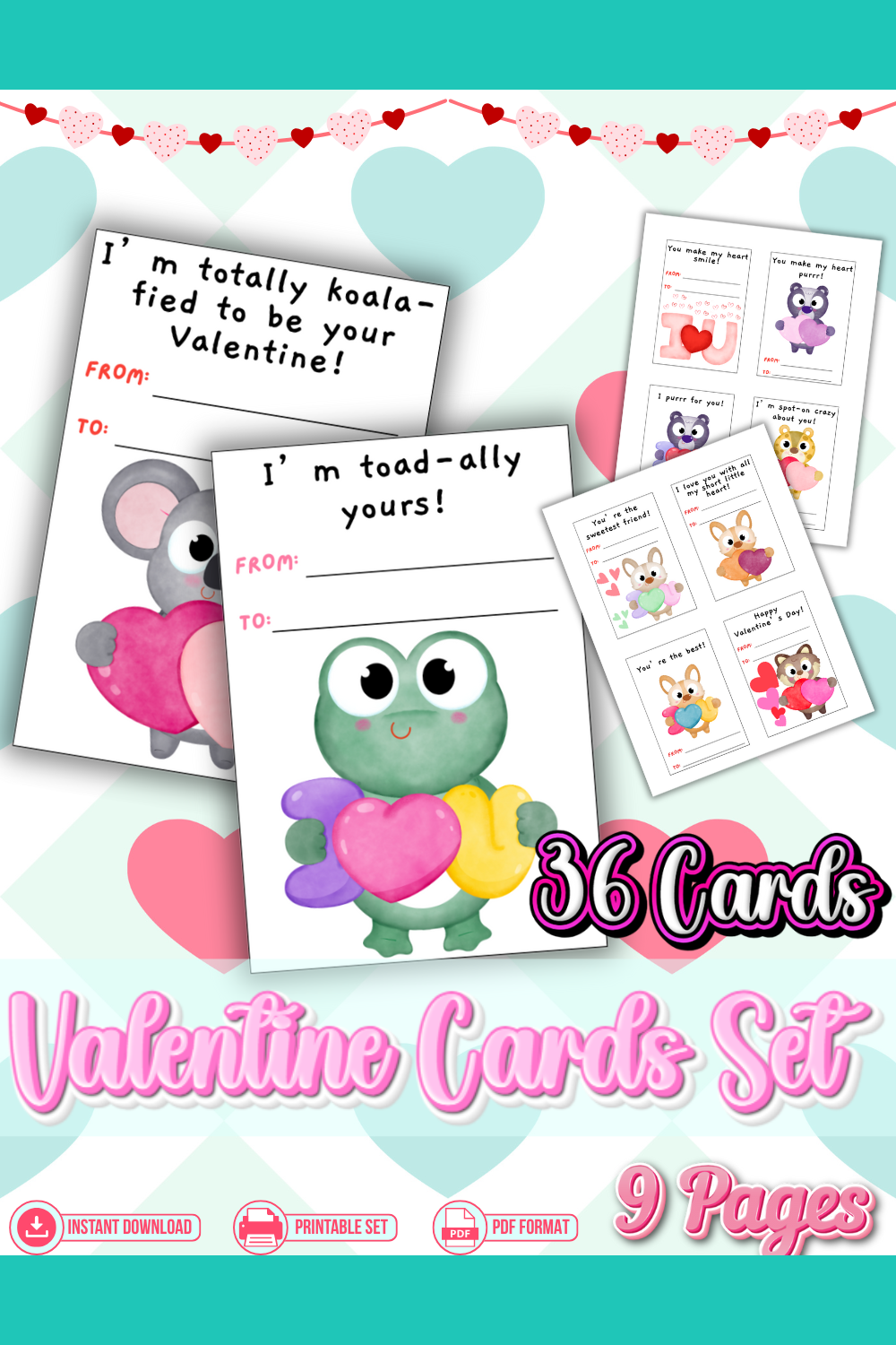 Animal Valentine Cards — Printable Class Valentines for Kids