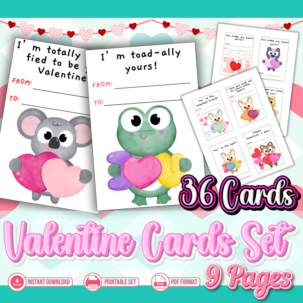 Animal Valentine Cards — Printable Class Valentines for Kids