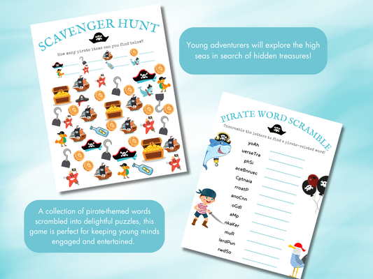 Aqua Birthday Party Bundle — Printable Games for Boys