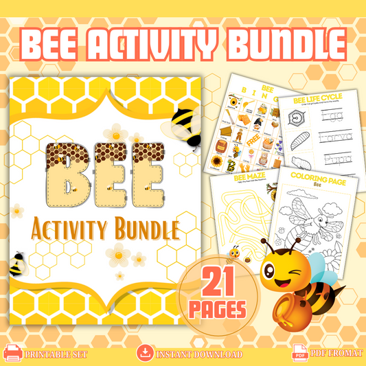 Bee Activity Bundle — Printable Bee-Themed Worksheets & Crafts for Kids
